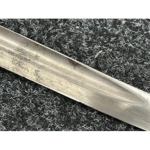 5088 - British P1860 Martini Henry Yataghan sword bayonet with curved fullered blade 577mm in length. Germa... 