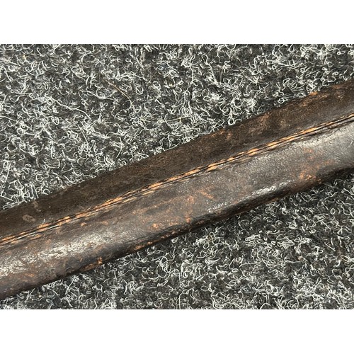 5088 - British P1860 Martini Henry Yataghan sword bayonet with curved fullered blade 577mm in length. Germa... 