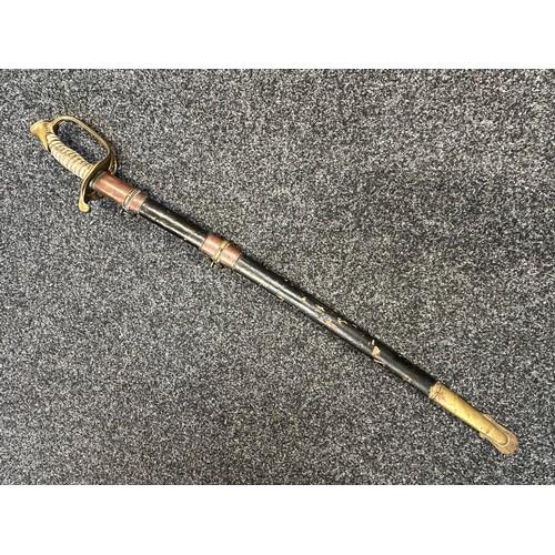 5098 - US Officers Sword with curved fullered blade with etched decoration to both sides including 