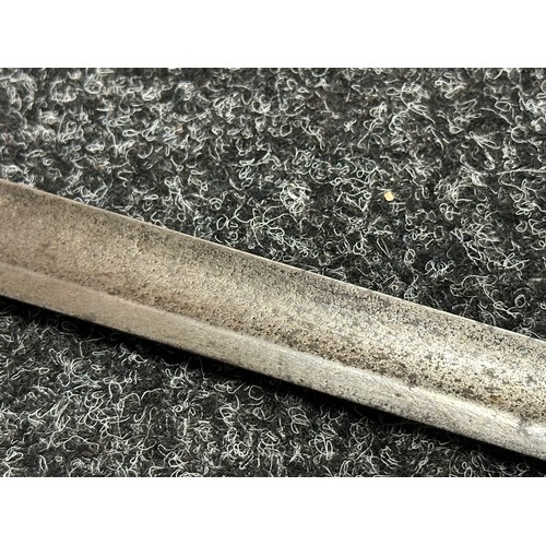 5104 - British 1796 Pattern Officers Sword with single edged fullered blade, unmarked, 800mm in length. Fol... 