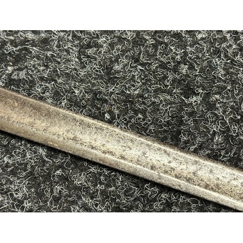 5104 - British 1796 Pattern Officers Sword with single edged fullered blade, unmarked, 800mm in length. Fol... 