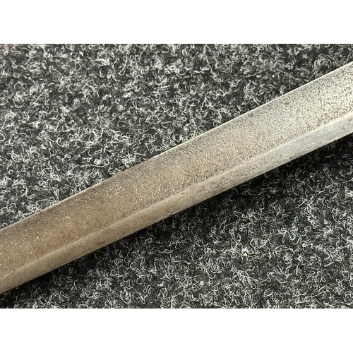 5104 - British 1796 Pattern Officers Sword with single edged fullered blade, unmarked, 800mm in length. Fol... 
