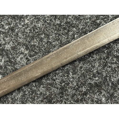 5104 - British 1796 Pattern Officers Sword with single edged fullered blade, unmarked, 800mm in length. Fol... 