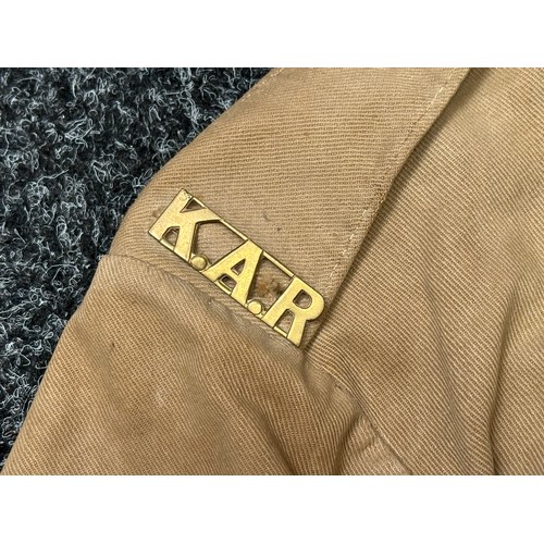 5111 - WW1 British Khaki Drill Tunic Sgt Kings African Rifles complete with original buttons, brass shoulde... 