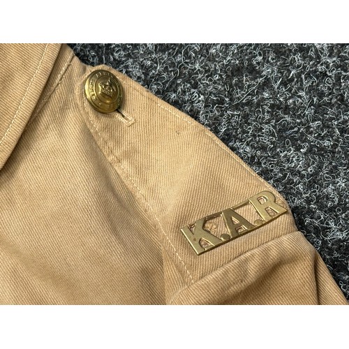 5111 - WW1 British Khaki Drill Tunic Sgt Kings African Rifles complete with original buttons, brass shoulde... 