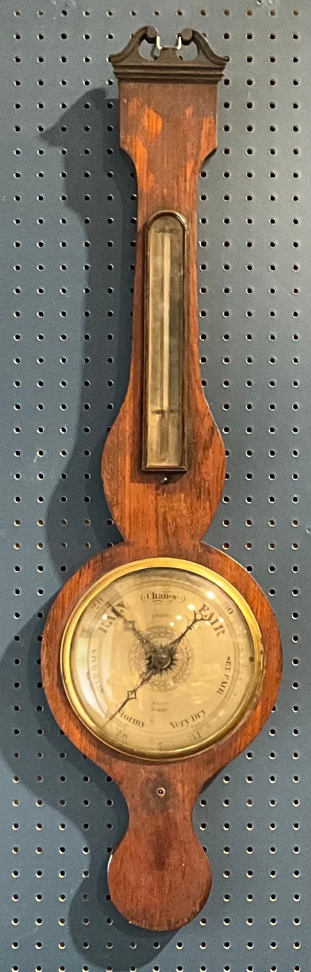 A 19th century rosewood wheel barometer, J Davis, Derby, 96.5cm high