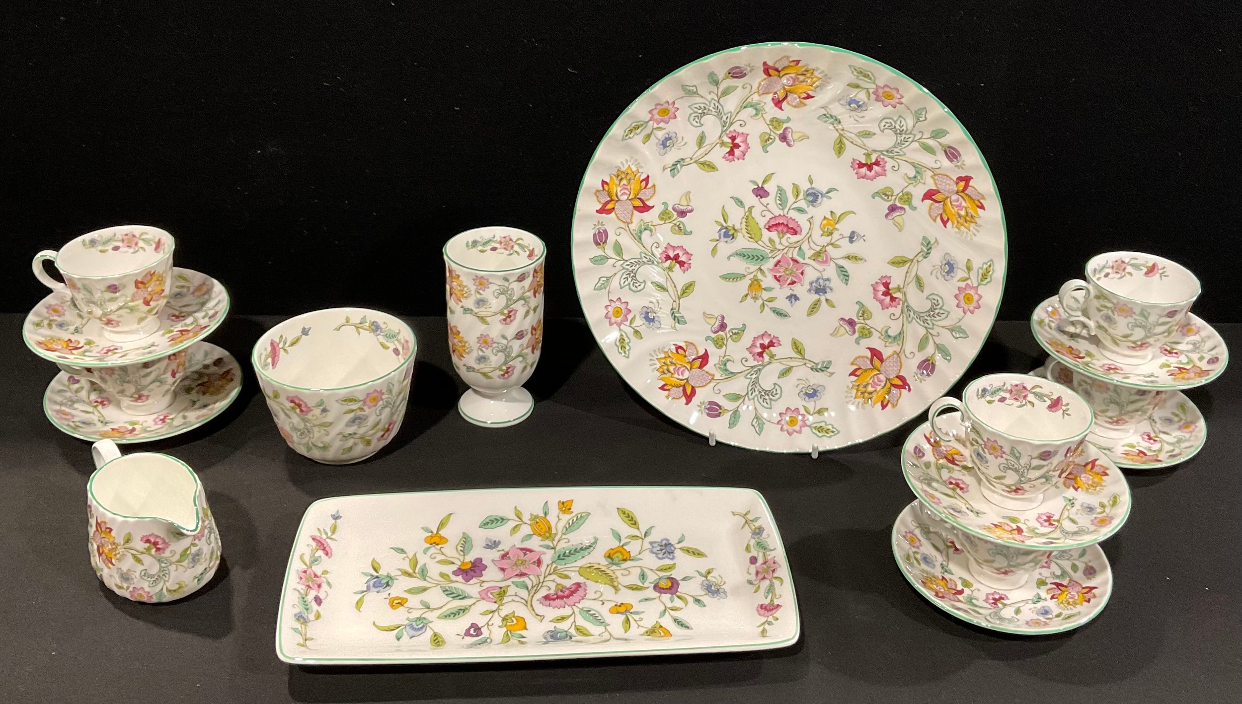 A Minton Haddon Hall pattern coffee set for six, serving and sandwich ...