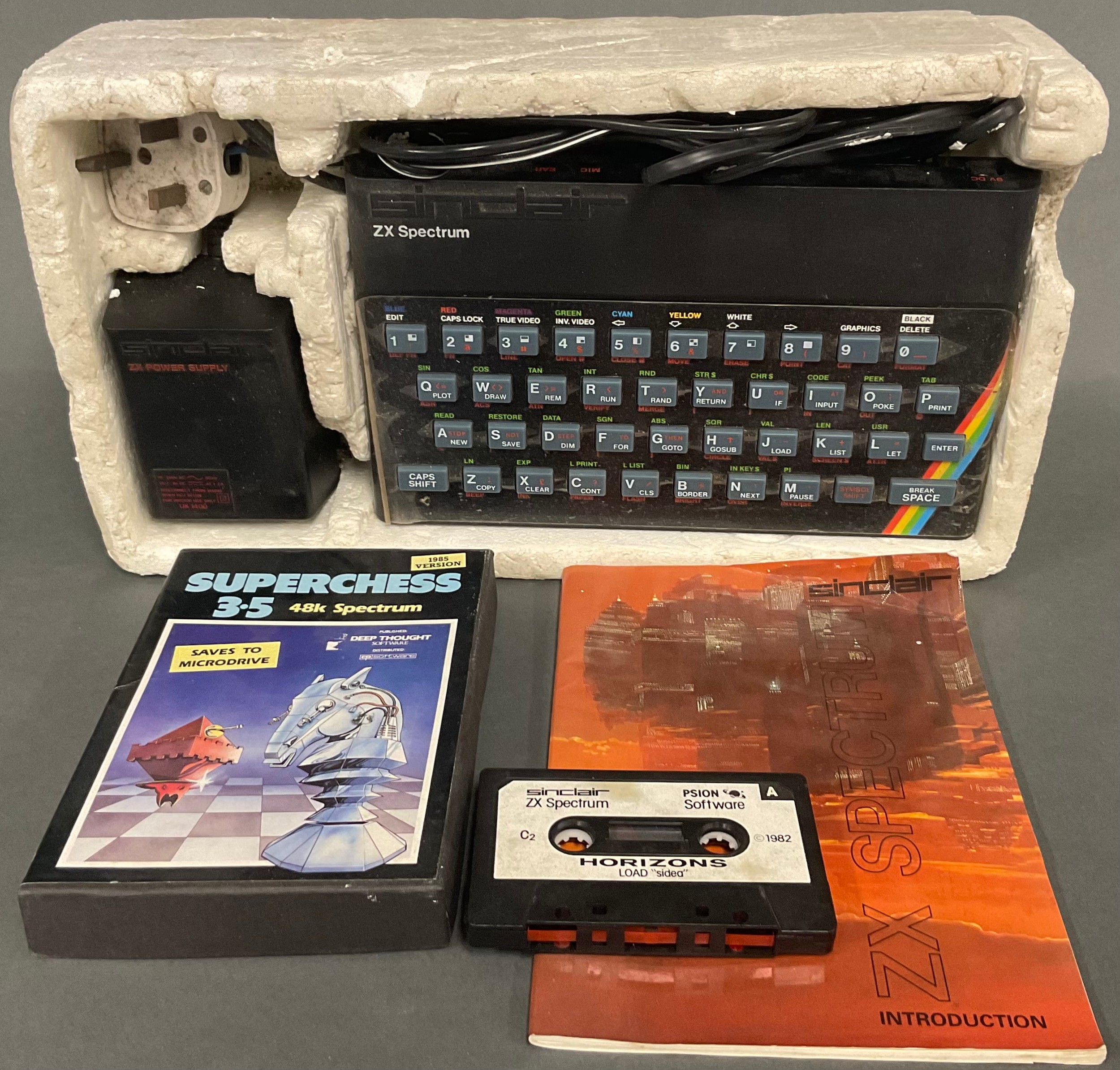 A Sinclair ZX Spectrum 8-bit home computer with Sinclair Horizons ...