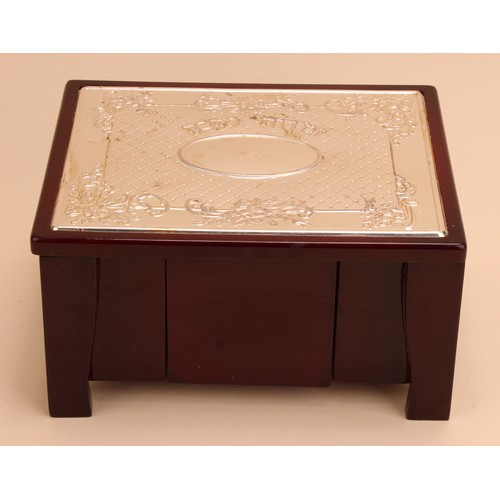 Judaica - a silver mounted Jewish Shabbat box, hinged cover and fall ...