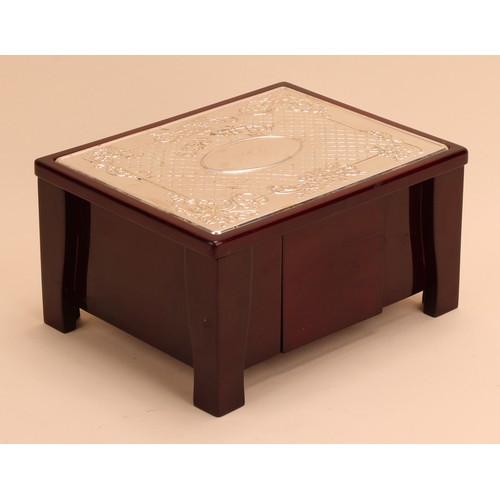 Judaica - a silver mounted Jewish Shabbat box, hinged cover and fall ...
