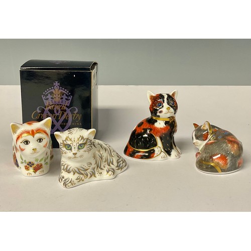 3167 - A Royal Crown Derby paperweight, Spice, Collectors Guild Kitten, gold stopper, 9cm long, printed mar... 