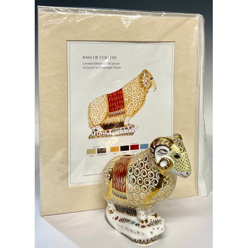 3177 - A Royal Crown Derby paperweight, The Ram of Colchis, exclusively for Connaught House, designed by Ti... 