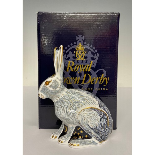 3169 - A Royal Crown Derby paperweight, Starlight Hare, Collectors Guild exclusive, gold stopper, 13.5cm hi... 