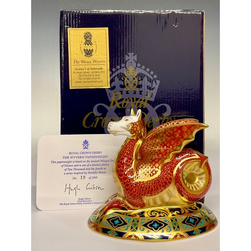 3179 - A Royal Crown Derby paperweight, The Wessex Wyvern, based on the ancient Winged Dragon of Wessex, th... 
