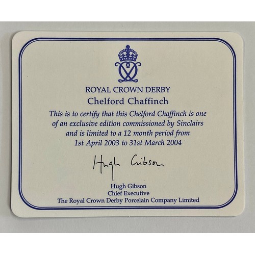 3050 - A Royal Crown Derby paperweight, Chelford Chaffinch, Sinclairs exclusive, limited edition April 2003... 