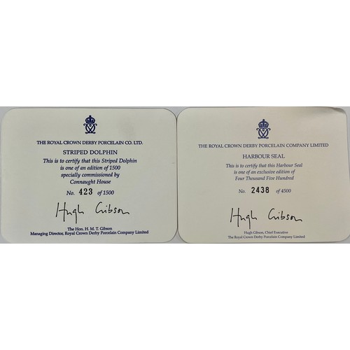 3171 - A Royal Crown Derby paperweight, Striped Dolphin, specially commissioned by Connaught House, limited... 