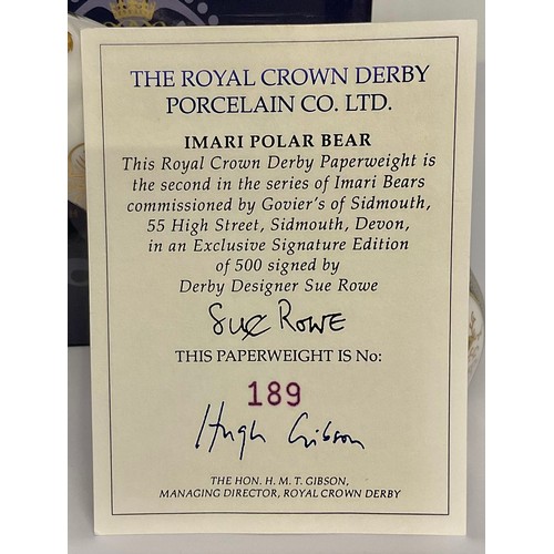 3101 - A Royal Crown Derby paperweight, Imari Polar Bear, decorated in the 1128 pattern, the second in a se... 