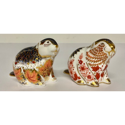 3152 - A Royal Crown Derby paperweight, Riverbank Beaver, limited edition 2,933/5,000, gold stopper, 8cm, s... 