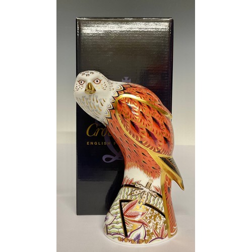 3147 - A Royal Crown Derby paperweight, Red Kite, gold stopper, 17.5cm, printed mark in red, boxed