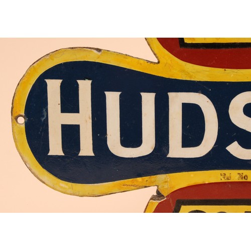 364 - Advertising - an early 20th century quatrefoil shaped enamel sign, Hudson's Soap, 23cm x 35cm

https... 