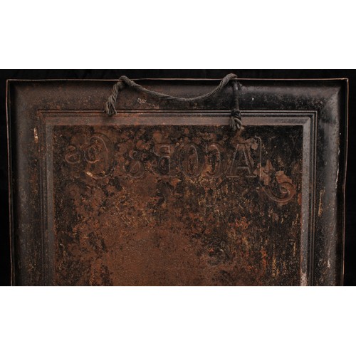 Advertising - an early 20th century rectangular pictorial pressed tin ...