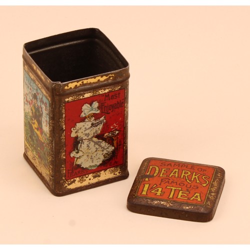 333 - Advertising Tins - a late 19th/early 20th century rounded rectangular sample tea tin, Peark's Famous... 