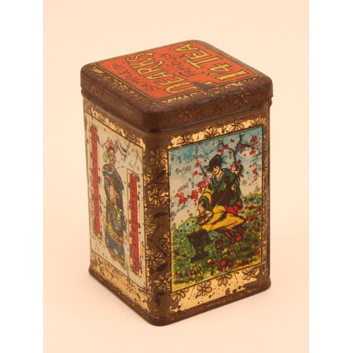 333 - Advertising Tins - a late 19th/early 20th century rounded rectangular sample tea tin, Peark's Famous... 