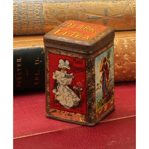 333 - Advertising Tins - a late 19th/early 20th century rounded rectangular sample tea tin, Peark's Famous... 