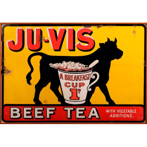 537 - Advertising - a rectangular pictorial enamel sign, Ju-Vis Beef Tea, inscribed and illustrated in red... 