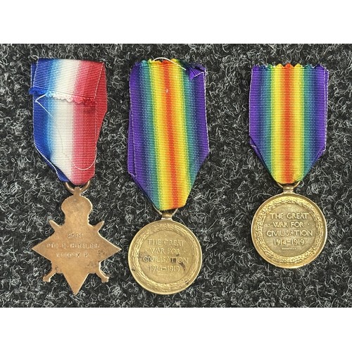 5054 - WW1 British Medals: 1914-15 Star and Victory Medal to 2504 Pte EH Giles, Middlesex Regiment, complet... 