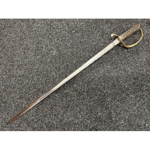 5181 - Pre War British RASC Officers 1822 Pattern Sword with single edged fullered blade 850mm in length, P... 