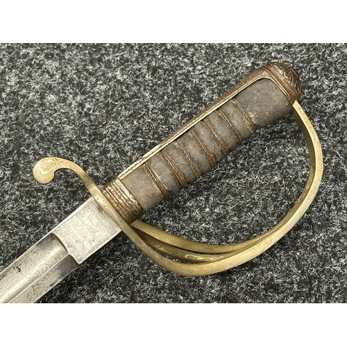 5181 - Pre War British RASC Officers 1822 Pattern Sword with single edged fullered blade 850mm in length, P... 