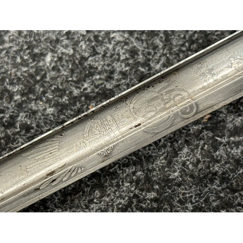 5181 - Pre War British RASC Officers 1822 Pattern Sword with single edged fullered blade 850mm in length, P... 