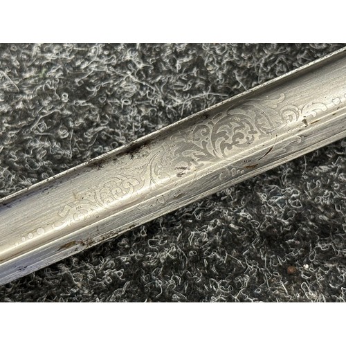 5181 - Pre War British RASC Officers 1822 Pattern Sword with single edged fullered blade 850mm in length, P... 