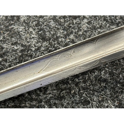 5181 - Pre War British RASC Officers 1822 Pattern Sword with single edged fullered blade 850mm in length, P... 