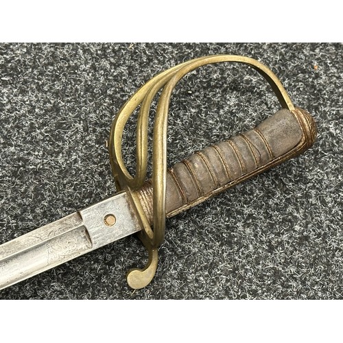 5181 - Pre War British RASC Officers 1822 Pattern Sword with single edged fullered blade 850mm in length, P... 