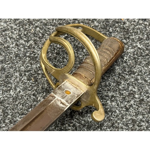 5181 - Pre War British RASC Officers 1822 Pattern Sword with single edged fullered blade 850mm in length, P... 