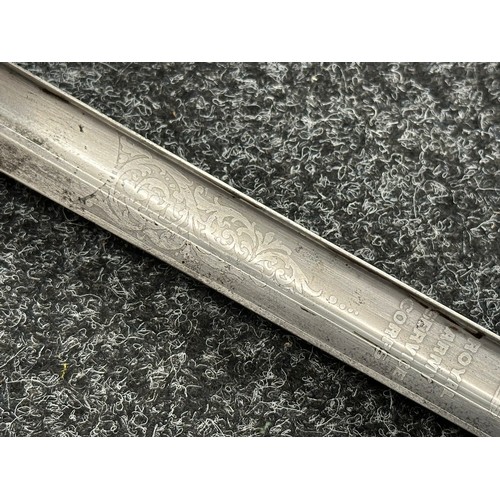 5181 - Pre War British RASC Officers 1822 Pattern Sword with single edged fullered blade 850mm in length, P... 