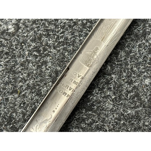 5181 - Pre War British RASC Officers 1822 Pattern Sword with single edged fullered blade 850mm in length, P... 