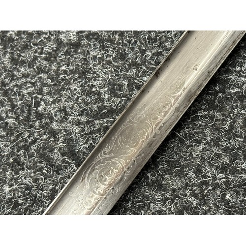 5181 - Pre War British RASC Officers 1822 Pattern Sword with single edged fullered blade 850mm in length, P... 