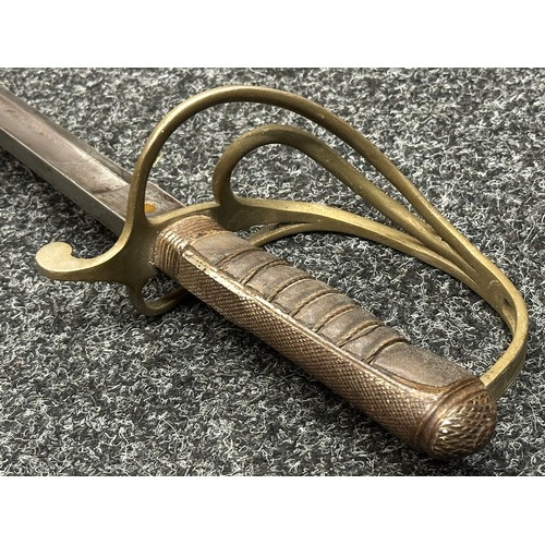 5181 - Pre War British RASC Officers 1822 Pattern Sword with single edged fullered blade 850mm in length, P... 