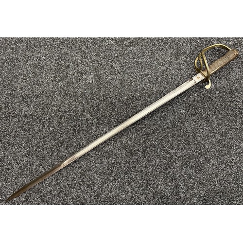 5181 - Pre War British RASC Officers 1822 Pattern Sword with single edged fullered blade 850mm in length, P... 
