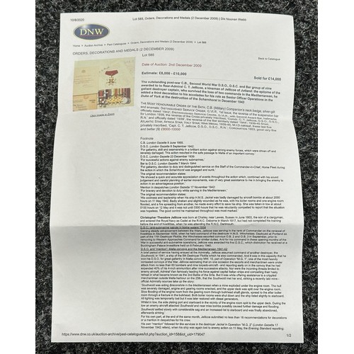 5182 - British Royal Navy Presentation Silver to Lieut Commander Christopher Theodore Jellicoe RN DSO, DSC ... 