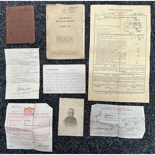 5183 - WW2 British PoW Paperwork to 1943617 Lance Corporal Bob Mottram, Royal Engineers comprising of AB64 ... 