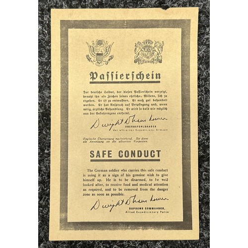 5187 - WW2 British Passierschein Safe Conduct Pass dropped on German Lines dual German/English Language to ... 