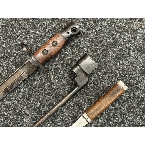 5208 - Three Edged weapons to include: WW2 British No 5 Jungle Carbine Bayonet with fullered singled edged ... 