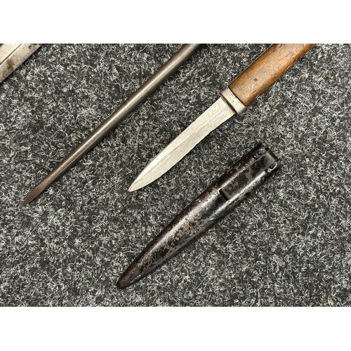 5208 - Three Edged weapons to include: WW2 British No 5 Jungle Carbine Bayonet with fullered singled edged ... 