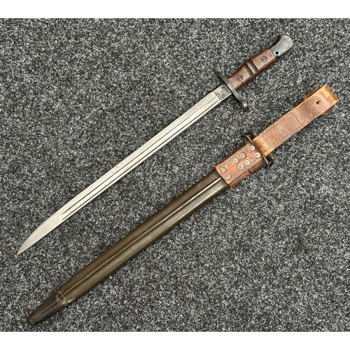 5210 - WW2 British Home Guard Issue P17 Bayonet with single edged fullered blade maker marked and dated 