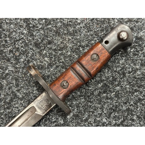 5210 - WW2 British Home Guard Issue P17 Bayonet with single edged fullered blade maker marked and dated 