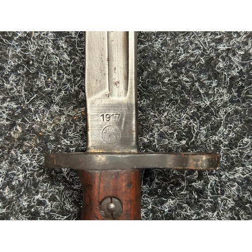 5210 - WW2 British Home Guard Issue P17 Bayonet with single edged fullered blade maker marked and dated 